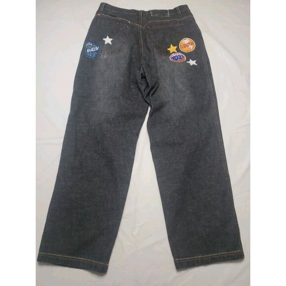 Platinum Fubu Harlem Globetrotters Limited Ed. Black Men's Jeans Sz 35 90's Y2K - Picture 2 of 16
